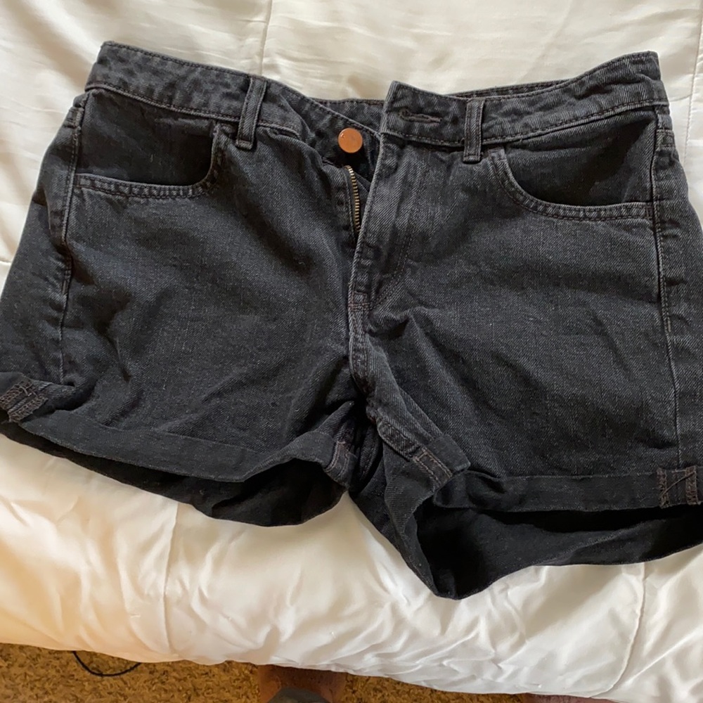Black denim shorts
